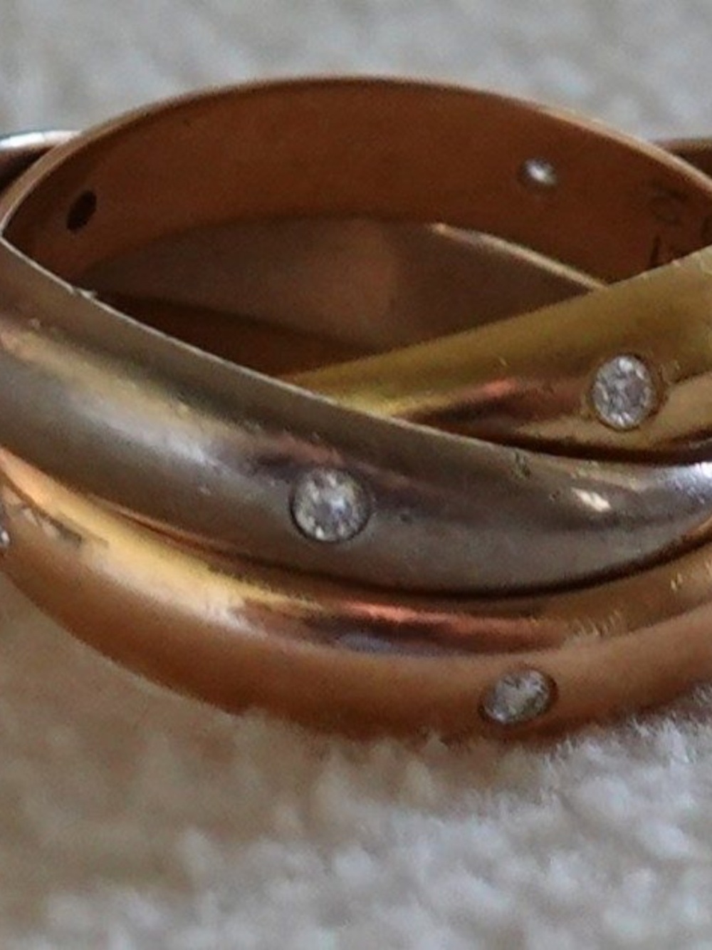 Cartier Trinity 3-Gold Ring w/ Diamonds - Picture 2 of 3